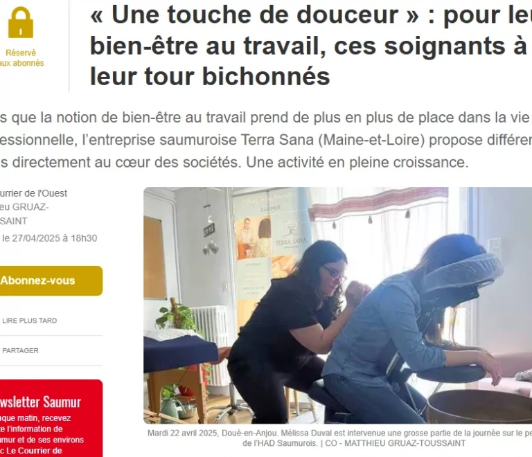 Article courrier ouest Recommandation bien être entreprise Mélissa Duval massage du dos